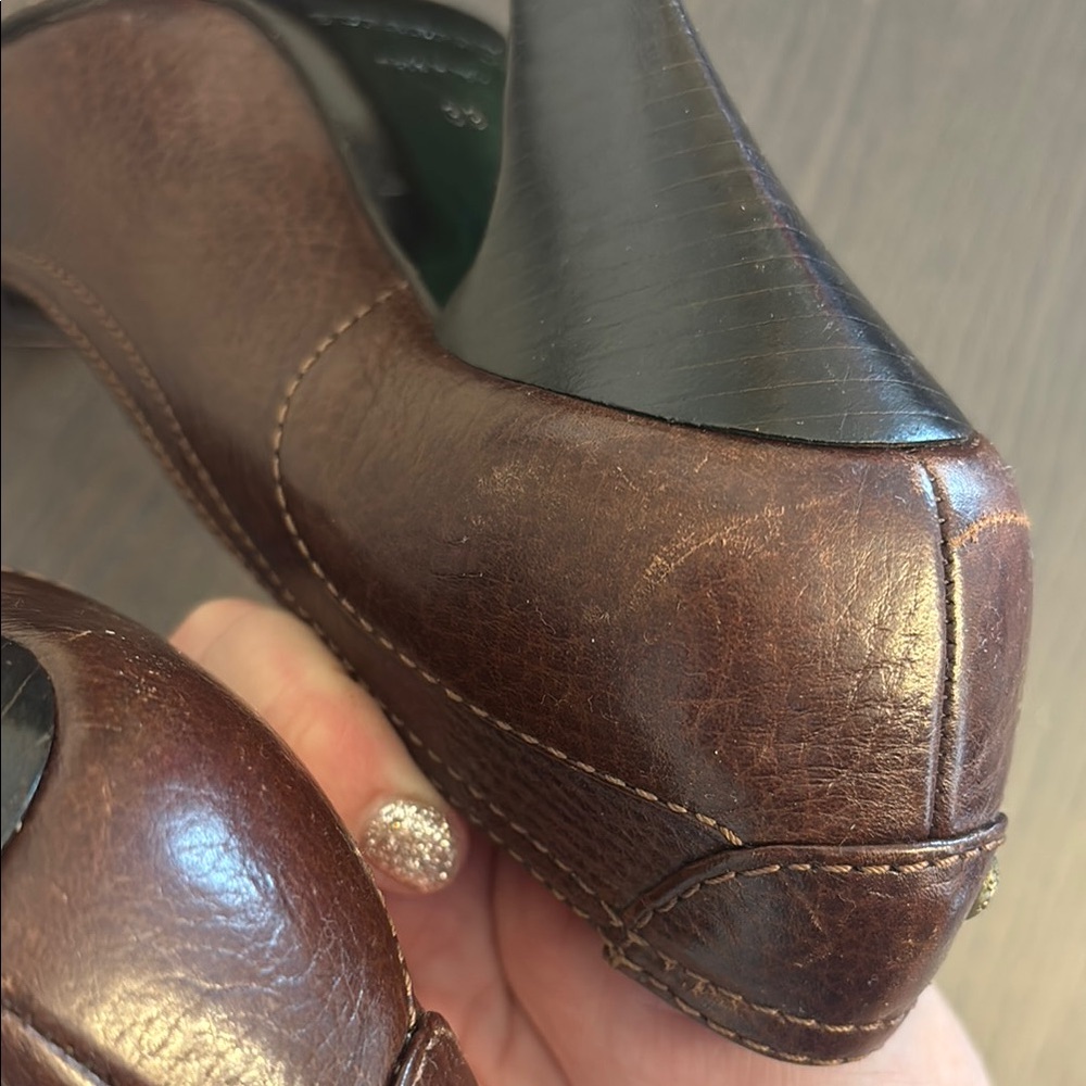 Burberry Brown Leather Studded Penny Loafer Heels - Picture 7 of 9